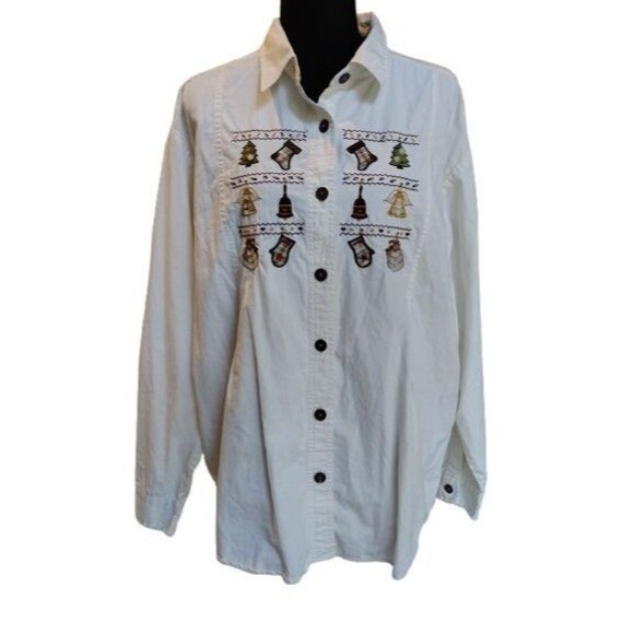 Woolrich Tops - Vintage Woolrich Christmas Holiday Embroidered Button-Down Shirt Women's Large L